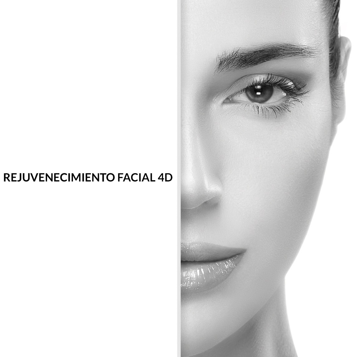 Beauty and skincare concept with a half face portrait of a gorgeous woman with healthy clean skin and blank copyspace alongside with sample text. Template design
